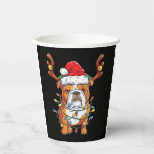 English Bulldog Reindeer Funny Christmas Essential Paper Cups