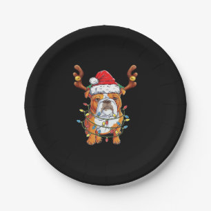 English Bulldog Reindeer Funny Christmas Essential Paper Plate