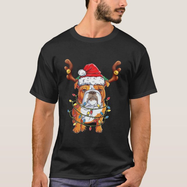 English Bulldog Reindeer Funny Christmas Essential T-Shirt (Front)