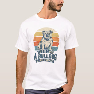 English Bulldog Retro Sunset Vintage T-Shirt