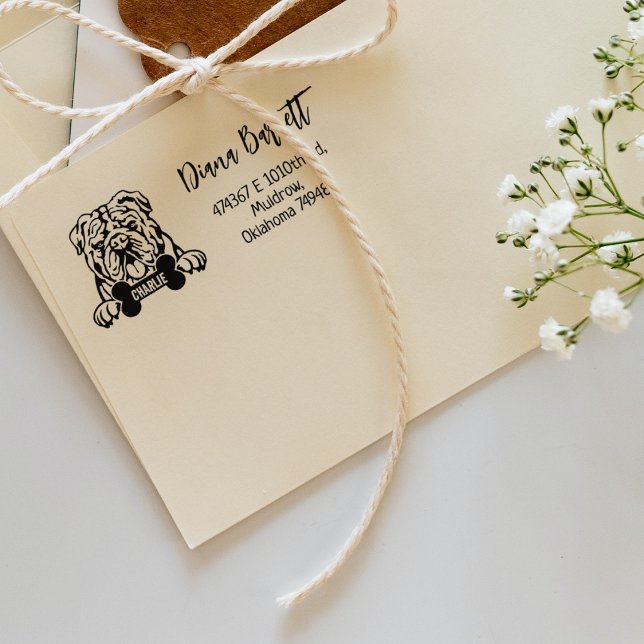 English Bulldog Return Address, Dog Breed Rubber Stamp (Creator Uploaded)
