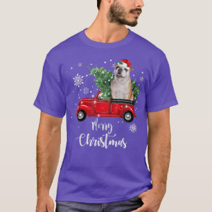 English Bulldog Ride Red Truck Christmas Pajama Lo T-Shirt