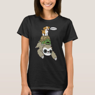 English Bulldog Riding Sloth Tortoise Dog T-Shirt