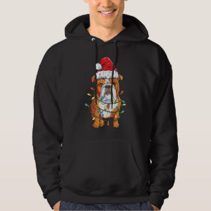 English Bulldog Santa Christmas Tree Lights Xmas B Hoodie