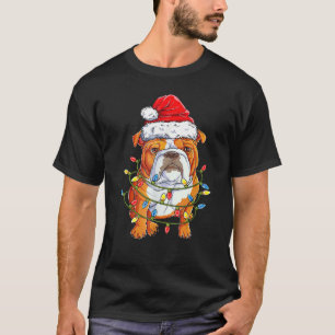 English Bulldog Santa Christmas Tree Lights Xmas B T-Shirt