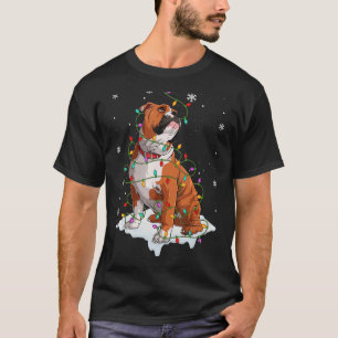English Bulldog Santa Christmas Tree Lights Xmas B T-Shirt