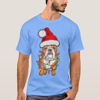 English Bulldog Santa Christmas Tree Lights Xmas G T-Shirt