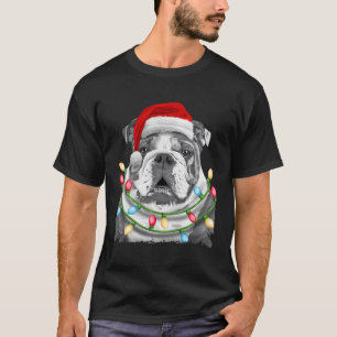 English Bulldog Santa Christmas Tree Lights Xmas G T-Shirt