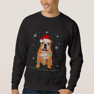 English Bulldog Santa Christmas Tree Lights Xmas Sweatshirt