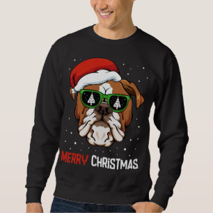 English Bulldog Santa Hat Christmas Pajama Dog X-M Sweatshirt