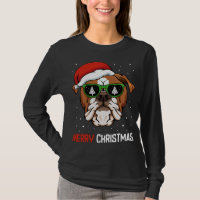 English Bulldog Santa Hat Christmas Pajama Dog X-M