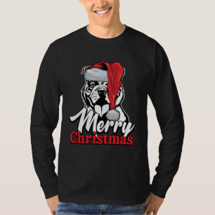 English Bulldog Santa Hat Merry Christmas T-Shirt