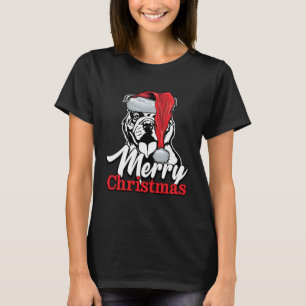 English Bulldog Santa Hat Merry Christmas T-Shirt