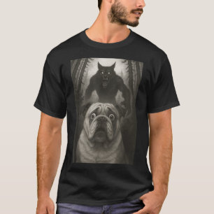 English Bulldog Selfie With Werewolf Funny  T-Shirt