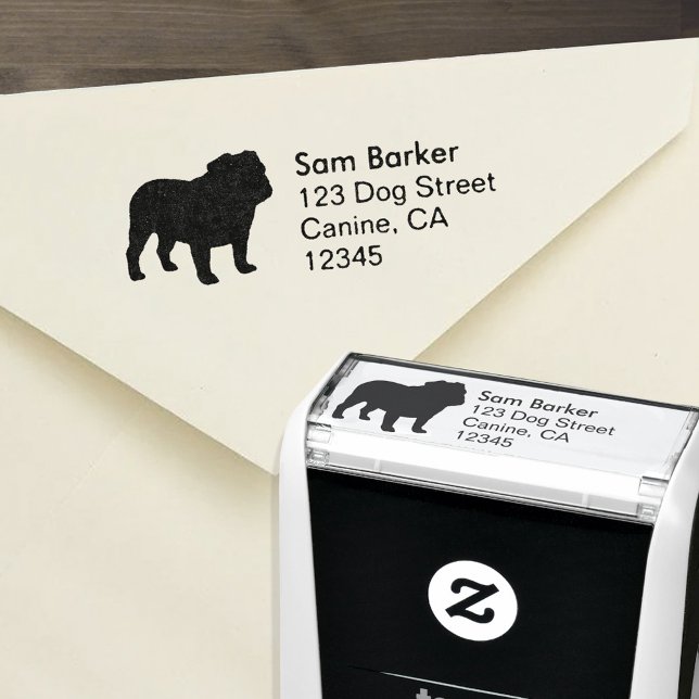 English Bulldog Silhouette Return Address Self-inking Stamp (Creator Uploaded)