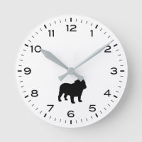 English Bulldog Silhouette with Hours and Minutes