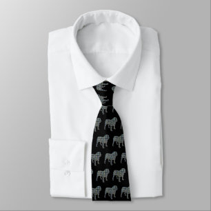 English Bulldog Silhouette Yellow & Blue Black Tie