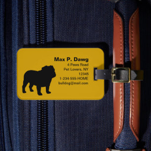 English Bulldog Silhouettes with Custom Text Luggage Tag