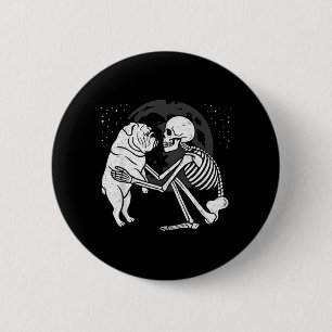English Bulldog Skeleton Moon Halloween Dog Lover 6 Cm Round Badge