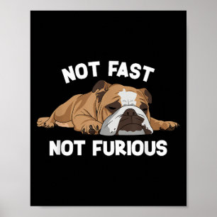 English Bulldog Sleeping Not Fast Not Furious Funn Poster