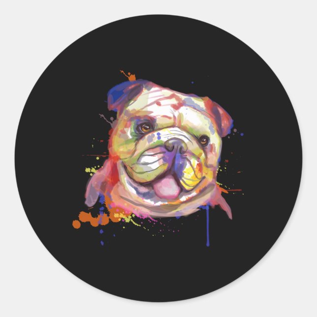 English Bulldog Splash Classic Round Sticker (Front)