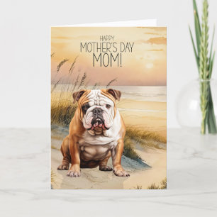 English Bulldog Sunset Beach Mother's Day Holiday Card