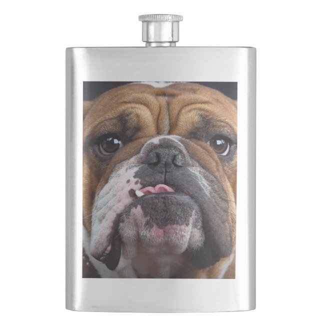 English Bulldog  Throw Pillow Hip Flask (Front)