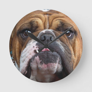 English Bulldog Throw Pillow Round Clock