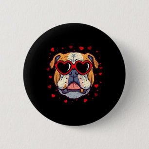 English Bulldog Valentine Heart Cute Dog Lovers 6 Cm Round Badge