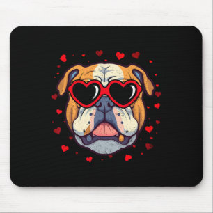 English Bulldog Valentine Heart Cute Dog Lovers Mouse Pad