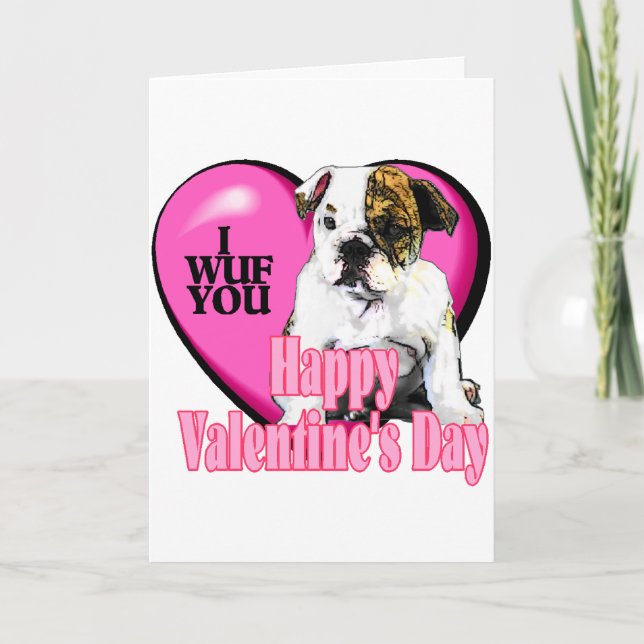 English Bulldog Valentine's Day Gifts Holiday Card (Front)