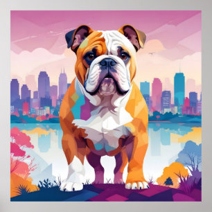 English Bulldog Vintage Animal Nature Environment  Poster