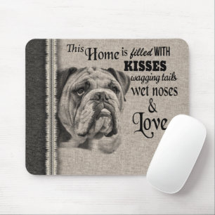 English Bulldog vintage portrait cute quote Mouse Pad
