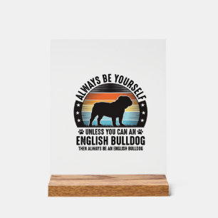 English Bulldog Vintage Sunset Dog Lover Shirt Des Acrylic Sign