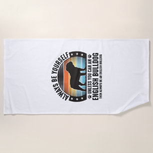 English Bulldog Vintage Sunset Dog Lover Shirt Des Beach Towel
