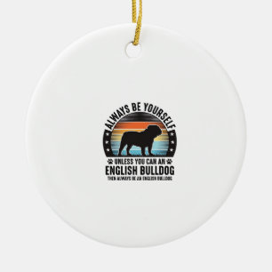 English Bulldog Vintage Sunset Dog Lover Shirt Des Ceramic Tree Decoration