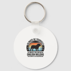 English Bulldog Vintage Sunset Dog Lover Shirt Des Key Ring