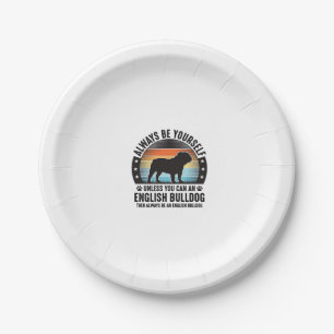 English Bulldog Vintage Sunset Dog Lover Shirt Des Paper Plate