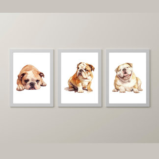 English Bulldog Wall Art, Bulldog Poster