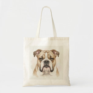 English Bulldog Watercolour Portrait Tote Bag