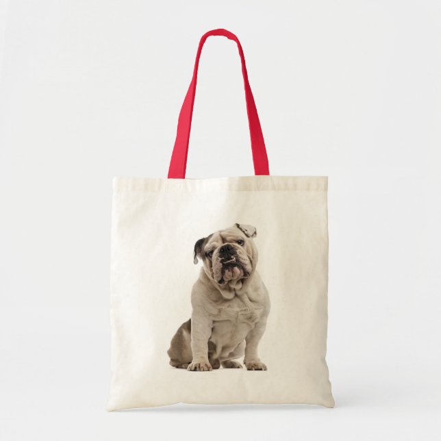 English Bulldog White And Tan Puppy Dog Tote Bag (Front)