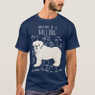 English Bulldog White Dog Anatomy T-Shirt