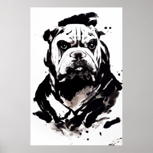 English Bulldog Wild Nature Free Spirit Art Brush  Poster