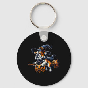 English Bulldog Witch Pumpkin Halloween Dog Lover Key Ring