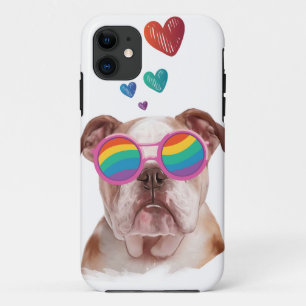 English Bulldog with Hearts Valentine's Day Case-Mate iPhone Case