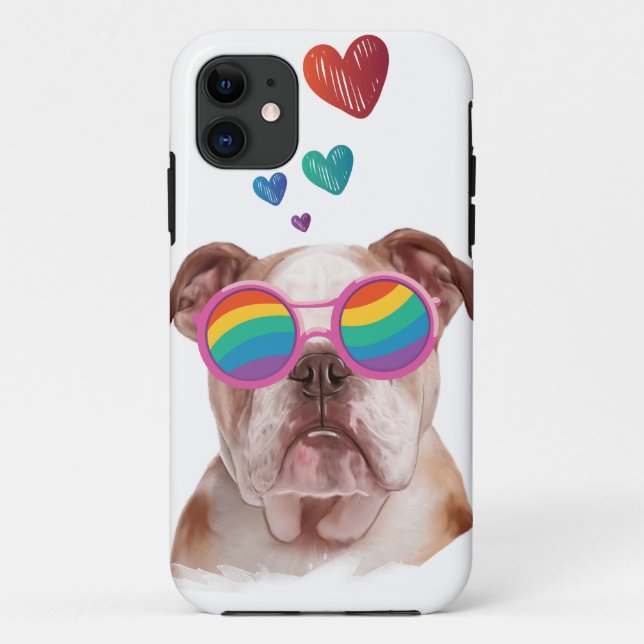 English Bulldog with Hearts Valentine's Day  Case-Mate iPhone Case (Back)
