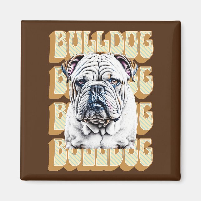 English Bulldog with Retro Font Magnet (Front)