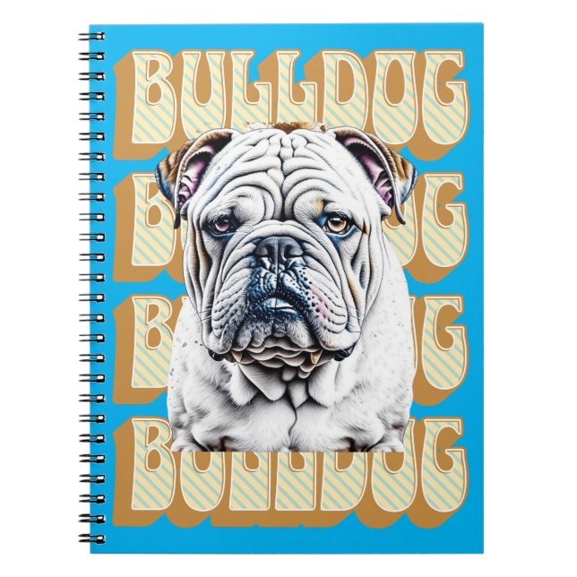 English Bulldog with Retro Font Notebook (Front)