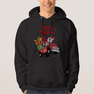 English Bulldog With Santa Claus In Red Truck Dog Hoodie