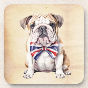 English Bulldog with Union Jack Bowtie Coaster